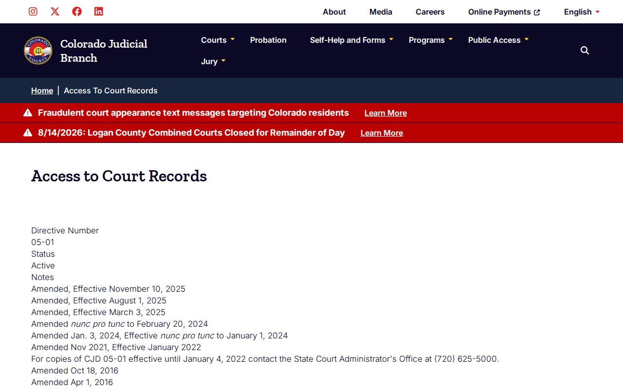 Washington County criminal docket access policy page