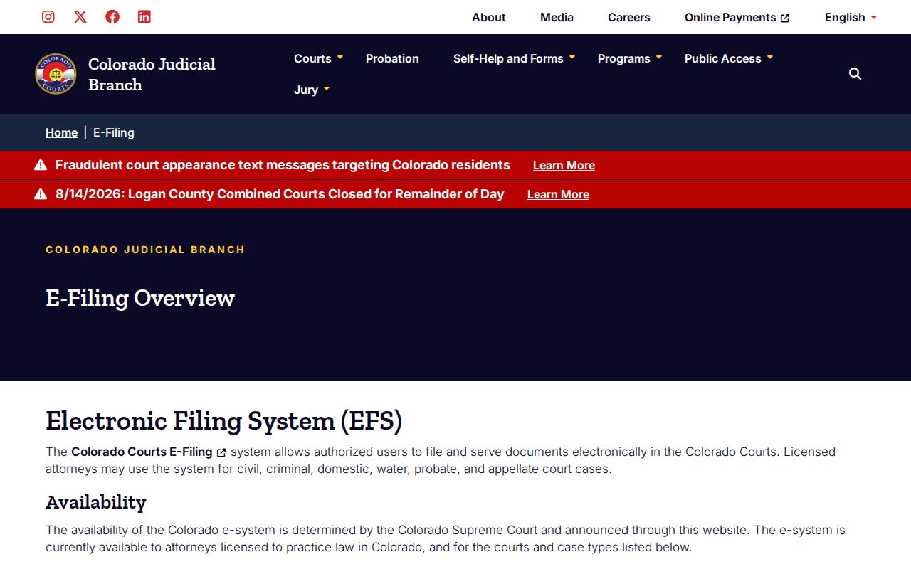 Washington County court records and Colorado Courts E-Filing overview