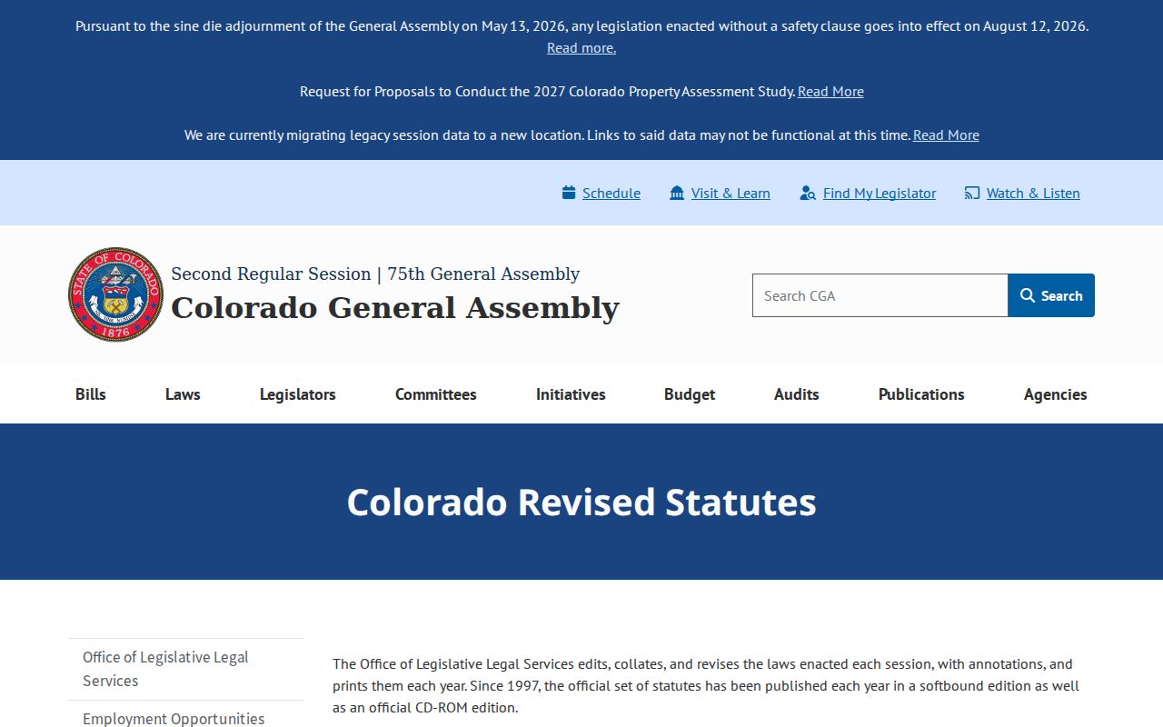 Washington County traffic ticket records and Colorado Revised Statutes portal